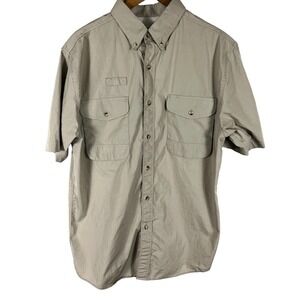 COOSA COUNTY CLOTHIERS SHORT SLEEVE COTTON FISHING SHIRT KHAKI MEDIUM PRE-OWNED